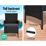 Gardeon 4 Seater Outdoor Sofa Set with Storage Cover Wicker Table Chair Black - 45-Degree Angle