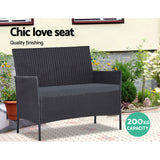 Gardeon 4 Seater Outdoor Sofa Set Wicker Setting Table Chair Furniture Dark Grey - Side View