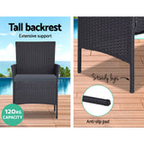 Gardeon 4 Seater Outdoor Sofa Set Wicker Setting Table Chair Furniture Dark Grey - Top-Down View