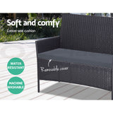 Gardeon 4 Seater Outdoor Sofa Set Wicker Setting Table Chair Furniture Dark Grey - 45-Degree Angle