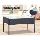 Gardeon 4 Seater Outdoor Sofa Set Wicker Setting Table Chair Furniture Dark Grey - Rear View