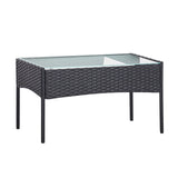 Gardeon 4 Seater Outdoor Sofa Set with Storage Cover Wicker Table Chair DarkGrey - Side View