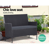 Gardeon 4 Seater Outdoor Sofa Set with Storage Cover Wicker Table Chair DarkGrey - Top-Down View
