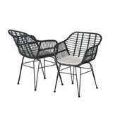 Gardeon 3PC Outdoor Furniture Bistro Set Lounge Setting Table Chairs Cushion Patio Grey - Top-Down View