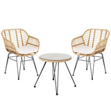 Gardeon 3PC Outdoor Furniture Bistro Set Lounge Setting Table Chairs Cushion Patio Grey - Close-Up Angle