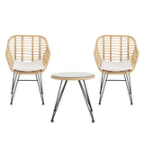 Gardeon 3PC Outdoor Furniture Bistro Set Lounge Setting Table Chairs Cushion Patio Grey - Side View