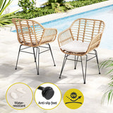 Gardeon 3PC Outdoor Furniture Bistro Set Lounge Setting Table Chairs Cushion Patio Grey - 45-Degree Angle
