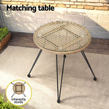 Gardeon 3PC Outdoor Furniture Bistro Set Lounge Setting Table Chairs Cushion Patio Grey - Rear View