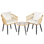 Gardeon 3PC Outdoor Bistro Set Patio Furniture Lounge Setting Table and Chairs Natural