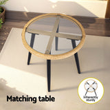 Gardeon 3PC Outdoor Bistro Set Patio Furniture Lounge Setting Table and Chairs Natural - Rear View