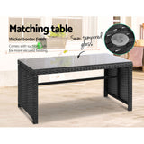 Gardeon 4 PCS Outdoor Sofa Set Rattan Chair Table Setting Garden Furniture Black - 45-Degree Angle