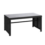 Gardeon 4 PCS Outdoor Sofa Set with Storage Cover Rattan Chair Furniture Black - Side View