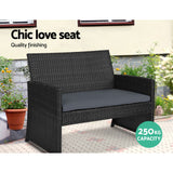 Gardeon 4 PCS Outdoor Sofa Set with Storage Cover Rattan Chair Furniture Black - Top-Down View