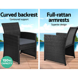 Gardeon 4 PCS Outdoor Sofa Set with Storage Cover Rattan Chair Furniture Black - 45-Degree Angle