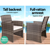 Gardeon 4 PCS Outdoor Sofa Set Rattan Chair Table Setting Garden Furniture Grey - Top-Down View