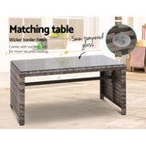 Gardeon 4 PCS Outdoor Sofa Set Rattan Chair Table Setting Garden Furniture Grey - 45-Degree Angle