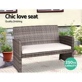 Gardeon 4 PCS Outdoor Sofa Set with Storage Cover Rattan Chair Furniture Grey - Top-Down View