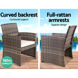 Gardeon 4 PCS Outdoor Sofa Set with Storage Cover Rattan Chair Furniture Grey - 45-Degree Angle