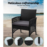 Gardeon 4PCS Outdoor Sofa Set Wicker Harp Chair Table Garden Furniture Black - Side View