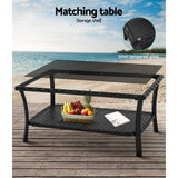 Gardeon 4PCS Outdoor Sofa Set Wicker Harp Chair Table Garden Furniture Black - 45-Degree Angle