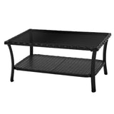 Gardeon 4PCS OutdoorSofa Set with Storage Cover Wicker Harp Chair Table Black - Side View