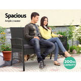 Gardeon 4PCS Outdoor Sofa Set Wicker Harp Chair Table Garden Furniture Grey - Top-Down View