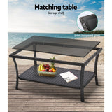 Gardeon 4PCS Outdoor Sofa Set Wicker Harp Chair Table Garden Furniture Grey - 45-Degree Angle