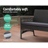 Gardeon 4PCS Outdoor Sofa Set Wicker Harp Chair Table Garden Furniture Grey - Close-Up Angle