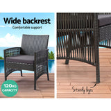 Gardeon 4PCS Outdoor Sofa Set with Storage Cover Wicker Harp Chair Table Grey - 45-Degree Angle