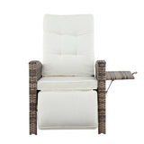 Gardeon Outdoor Recliner Chairs Sun lounge Wicker Lounger Patio Furniture Adjustable Brown - Side View