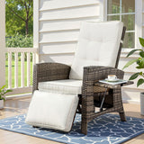 Gardeon Outdoor Recliner Chairs Sun lounge Wicker Lounger Patio Furniture Adjustable Brown - Close-Up Angle
