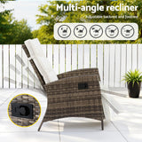 Gardeon 3PC Outdoor Bistro Set Recliner Chairs Table Sun lounge Patio Furniture Wicker Adjustable