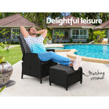 Gardeon Recliner Chair Sun lounge Wicker Lounger Outdoor Furniture Patio Adjustable Black - Top-Down View