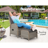 Gardeon Recliner Chair Sun lounge Wicker Lounger Outdoor Furniture Patio Adjustable Grey - Top-Down View