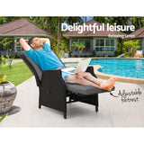 Gardeon Recliner Chairs Sun lounge Wicker Lounger Outdoor Furniture Patio Adjustable Black - Top-Down View