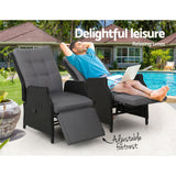 Gardeon 2PC Recliner Chairs Sun lounge Wicker Lounger Outdoor Furniture Adjustable Black - Top-Down View