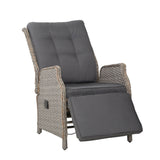 Gardeon Recliner Chairs Sun lounge Wicker Lounger Outdoor Furniture Patio Adjustable Grey - Close-Up Angle