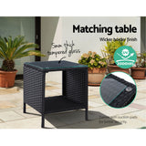 Gardeon 3PC Recliner Chairs Table Sun lounge Wicker Outdoor Furniture Adjustable Black - Extra Image