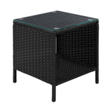 Gardeon Coffee Side Table Wicker Desk Rattan Outdoor Furniture Garden Black - Side View