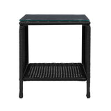 Gardeon Coffee Side Table Wicker Desk Rattan Outdoor Furniture Garden Black - Top-Down View