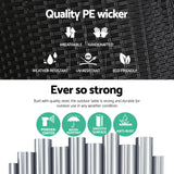 Gardeon Coffee Side Table Wicker Desk Rattan Outdoor Furniture Garden Black - Rear View