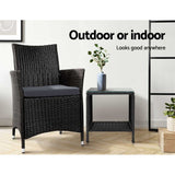 Gardeon Coffee Side Table Wicker Desk Rattan Outdoor Furniture Garden Black - Close-Up Angle