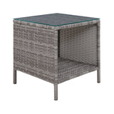 Gardeon Coffee Side Table Wicker Desk Rattan Outdoor Furniture Garden Grey - Side View