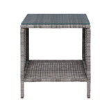 Gardeon Coffee Side Table Wicker Desk Rattan Outdoor Furniture Garden Grey - Top-Down View