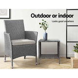 Gardeon Coffee Side Table Wicker Desk Rattan Outdoor Furniture Garden Grey - Close-Up Angle