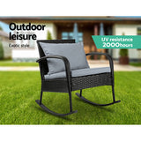 Gardeon Outdoor Furniture Rocking Chair Wicker Garden Patio Lounge Setting Black - Top-Down View