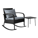 Gardeon 2PC Rocking Chair Table Wicker Outdoor Furniture Patio Lounge Setting - Low Angle