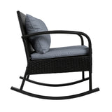 Gardeon 2PC Rocking Chair Table Wicker Outdoor Furniture Patio Lounge Setting - Side View