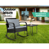 Gardeon 2PC Rocking Chair Table Wicker Outdoor Furniture Patio Lounge Setting