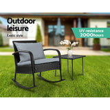 Gardeon 2PC Rocking Chair Table Wicker Outdoor Furniture Patio Lounge Setting - Top-Down View